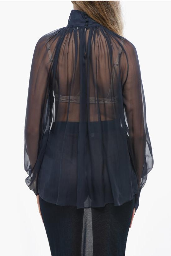  생로랑 블라우스 810153Y065W4900 Blue - SAINT LAURENT