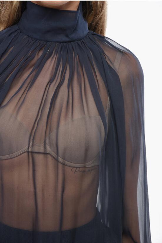  생로랑 블라우스 810153Y065W4900 Blue - SAINT LAURENT