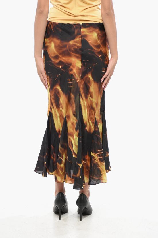  발망 롱 스커트 AF0LD290SC27EHI Arancio Nero - BALMAIN