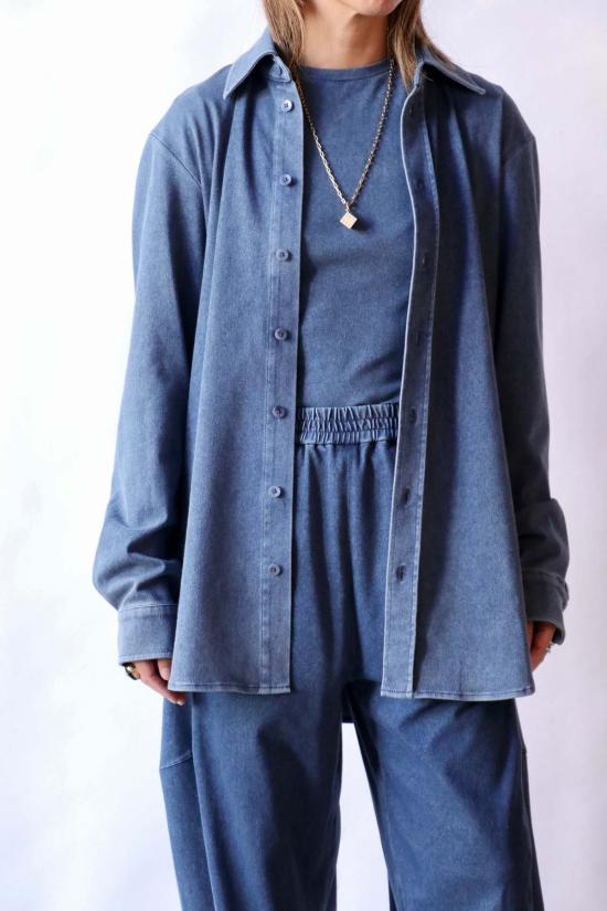  티비 데님 셔츠 스트레치 데님 이지 셔츠 클래식 워시