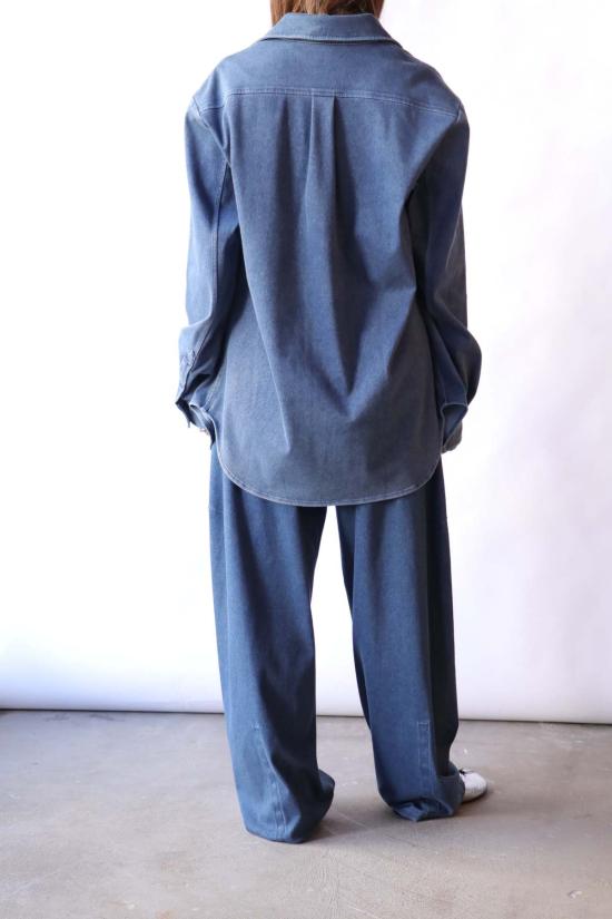  티비 데님 셔츠 스트레치 데님 이지 셔츠 클래식 워시 - TIBI