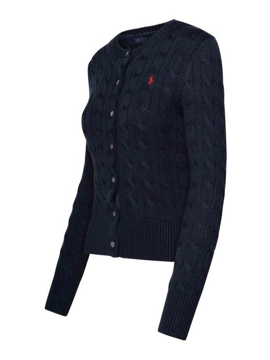  폴로 랄프로렌 포니 로고 자수 케이블 니트 크루넥 가디건 211891643002 Dark Blue - POLO RALPH LAUREN