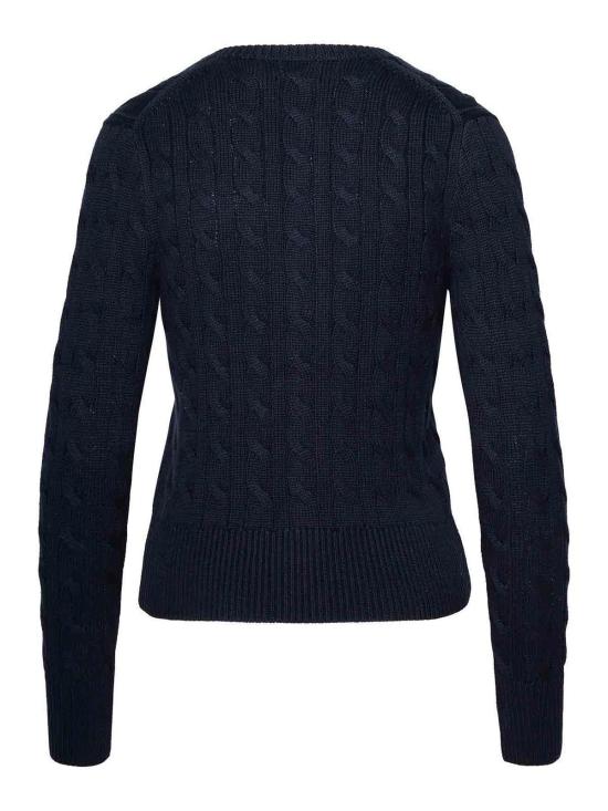  폴로 랄프로렌 포니 로고 자수 케이블 니트 크루넥 가디건 211891643002 Dark Blue - POLO RALPH LAUREN