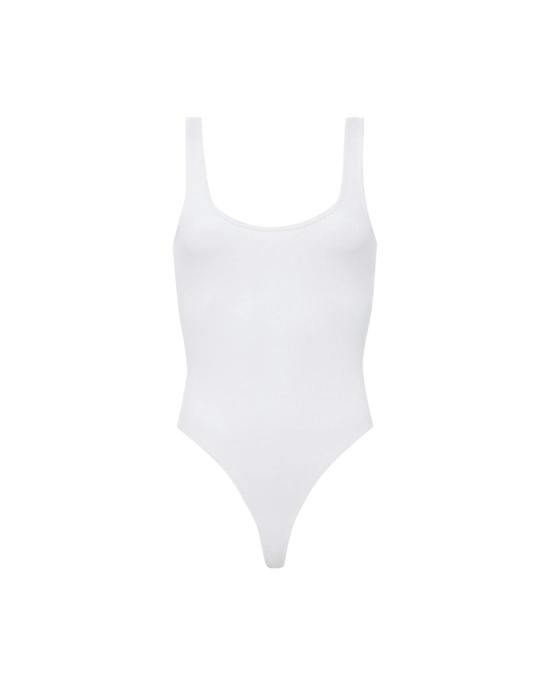  라장스 바디수트 티셔츠 L'agence Nica 스쿱넥 탱크 바디수트 화이트