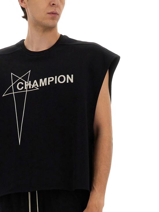 25SS 릭오웬스 x 챔피온 반팔 티셔츠 CM01E1666 CHFE09 BLACK - RICK OWENS X CHAMPIONS