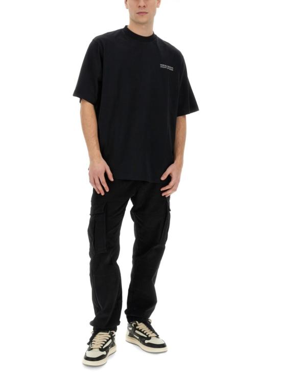  마르셀로 불론 스트레이트 팬츠 CMCF014S24FAB001 1001 Black - MARCELO BURLON
