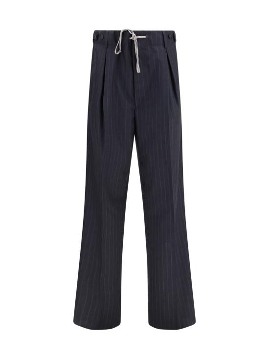 25FW 마르지엘라 핀 스트라이프 울 드로스트링 핀턱 팬츠 S67KA0080M35581 860F GREY