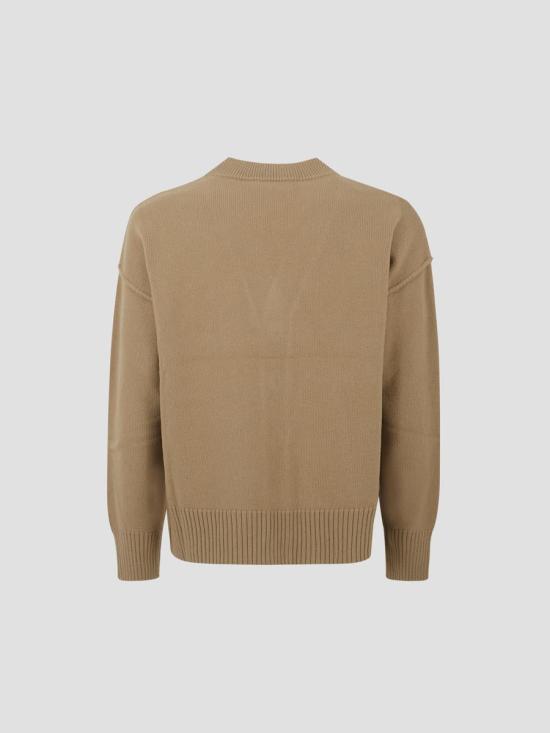 25FW 아미 하트 로고 인타르시아 V넥 가디건 UKC367018 288 CAMEL - AMI