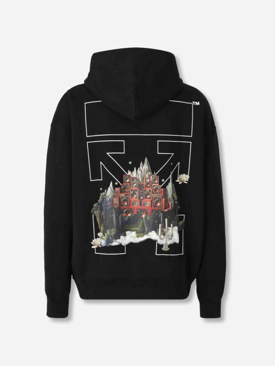 25FW 오프화이트 후드 티셔츠 MBB085F5F0081001 014BLACK WHITE Black - OFF WHITE