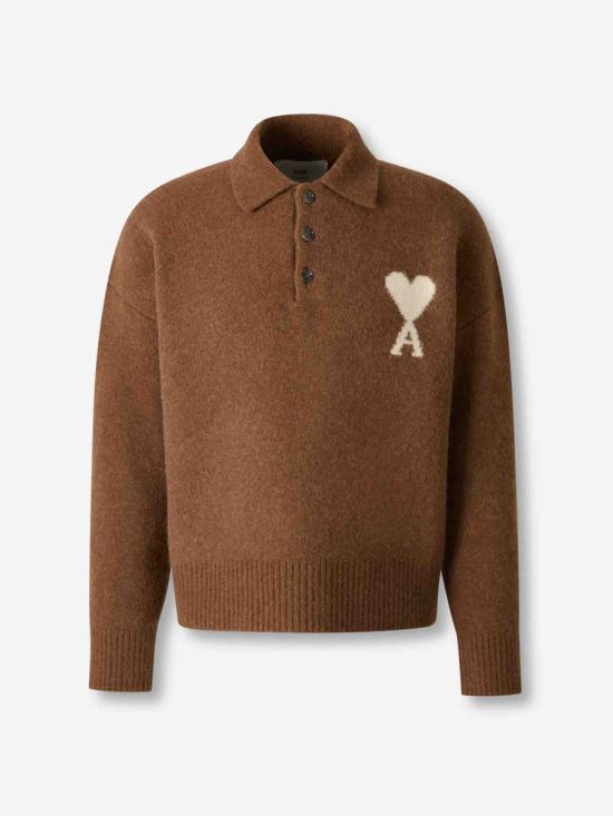 25FW 아미 스웨터 UPL408 KN0135 217HAZELNUT OFF WHIT BROWN