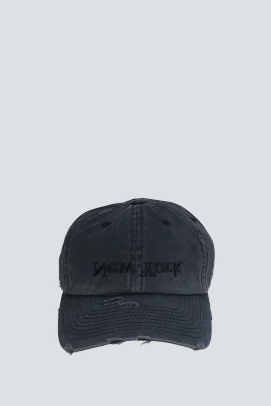  어셈블리 뉴욕 볼캡 어셈블리 디스트레스드 뉴욕 자수  워시드 블랙