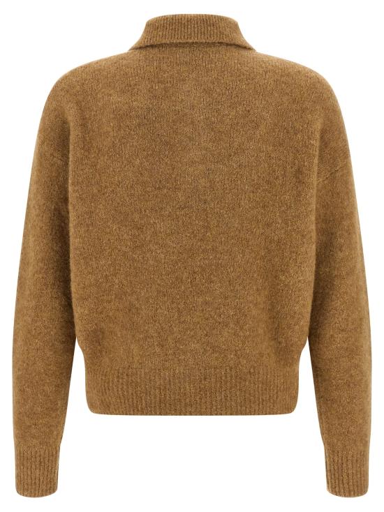 25FW 아미 알파카 아미 롱 슬리브 폴로 스웨터 HPL405KN0021280 Beige - AMI