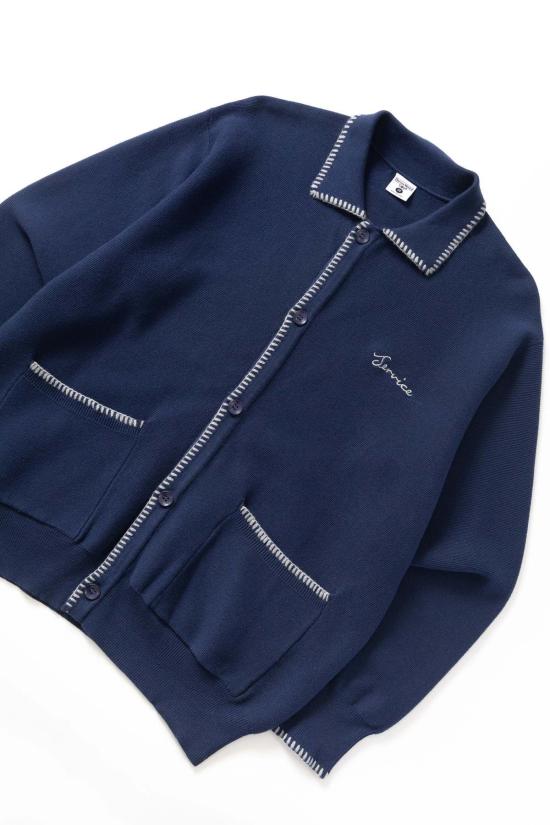  서비스웍스 집업 니트 서비스 웍스 블랭킷 스티치 카디건 - SERVICE WORKS