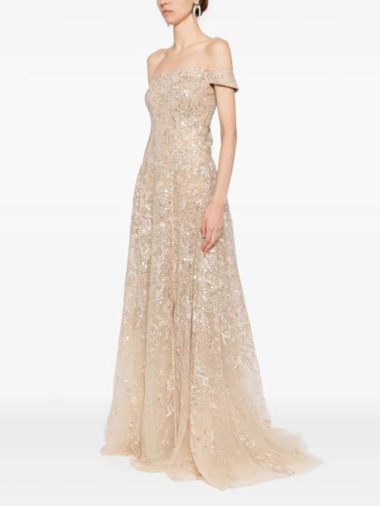  사이드 코베이시 롱 원피스 오프숄더 롱 자수 드레스 - SAIID KOBEISY