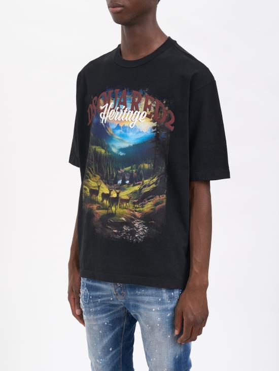 25FW 디스퀘어드2 반팔 티셔츠 MS74GD1467S24583900 Black - DSQUARED2