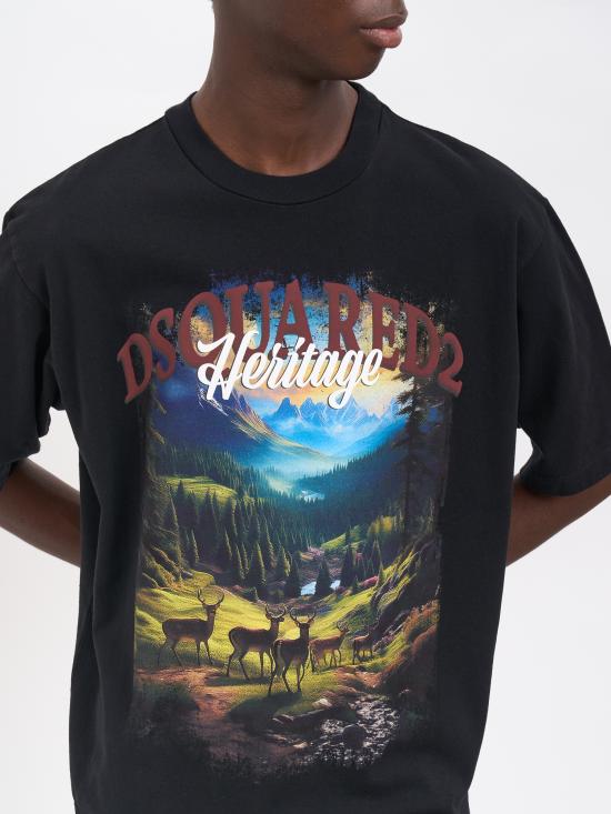 25FW 디스퀘어드2 반팔 티셔츠 MS74GD1467S24583900 Black - DSQUARED2