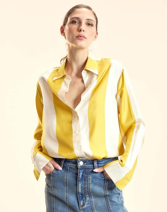 신시아 로리 블라우스 신시아 로울리 컬렉터블 스트라이프 실크 셔츠 일위비비 - CYNTHIA ROWLEY
