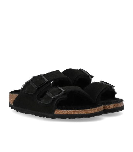  버켄스탁 아리조나 셔링 스웨이드 레더 752663 36 Black - BIRKENSTOCK