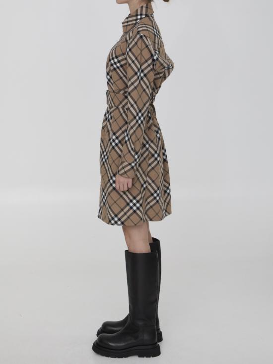 24FW 버버리 체크 울 블렌드 셔츠 드레스 8095080 BROWN - BURBERRY