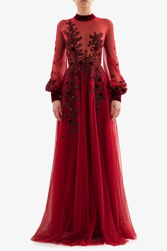  사이드 코베이시 롱 원피스 자수 튈 드레스 - SAIID KOBEISY