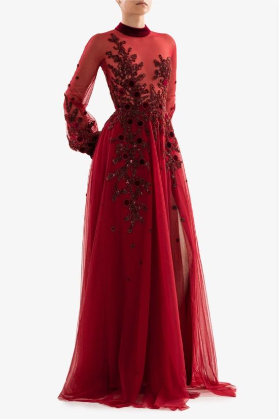  사이드 코베이시 롱 원피스 자수 튈 드레스 - SAIID KOBEISY