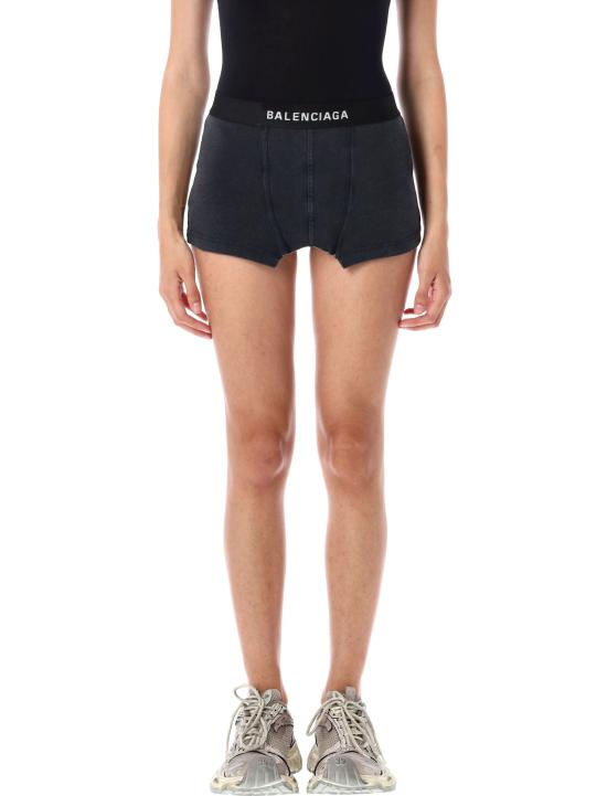 25FW 발렌시아가 컷 오프 브리프 스커트 839695TSVZ1 1041 FADED WASHED BLACK