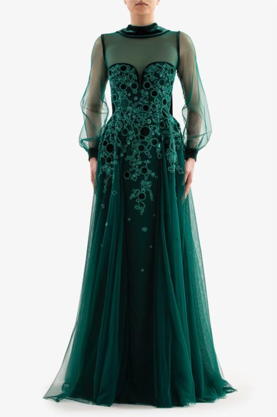  사이드 코베이시 롱 원피스 자수 튈 드레스 - SAIID KOBEISY