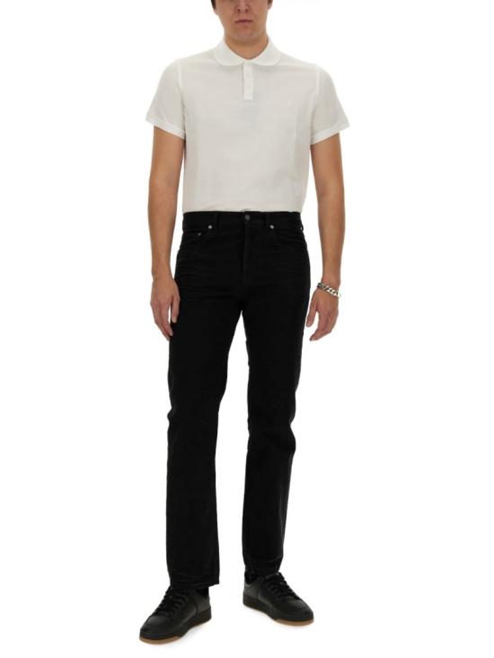  생로랑 코튼 피케 모노그램 폴로 셔츠 712300 YB2OC9000 Black - SAINT LAURENT