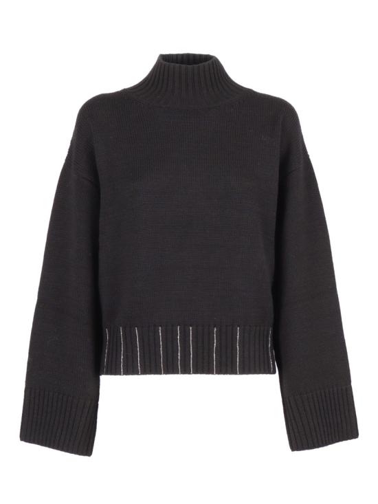 25FW 파비아나 필리피 리브드 모크 넥 스웨터 MAD215F104L558 Black