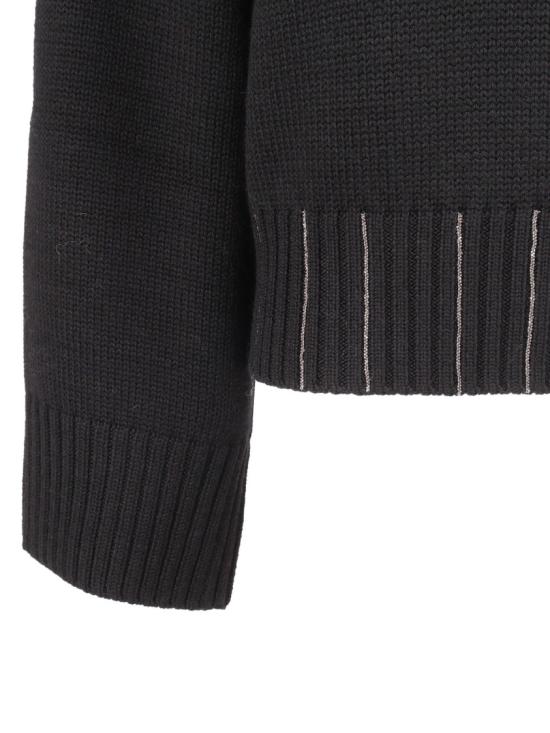 25FW 파비아나 필리피 리브드 모크 넥 스웨터 MAD215F104L558 Black - FABIANA FILIPPI