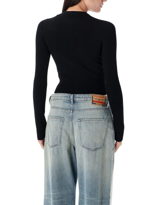 25FW 디젤 M-발라리 오발 D 립 니트 비스코스 블렌드 긴팔 티셔츠 A153280DLAX 9XX Nero - DIESEL