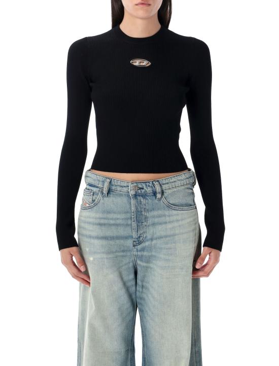 25FW 디젤 M-발라리 오발 D 립 니트 비스코스 블렌드 긴팔 티셔츠 A153280DLAX 9XX Nero