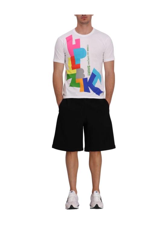 25FW 꼼데가르송 반팔 티셔츠 FPT002W25 WHITEPRIN - COMME DES GARCONS