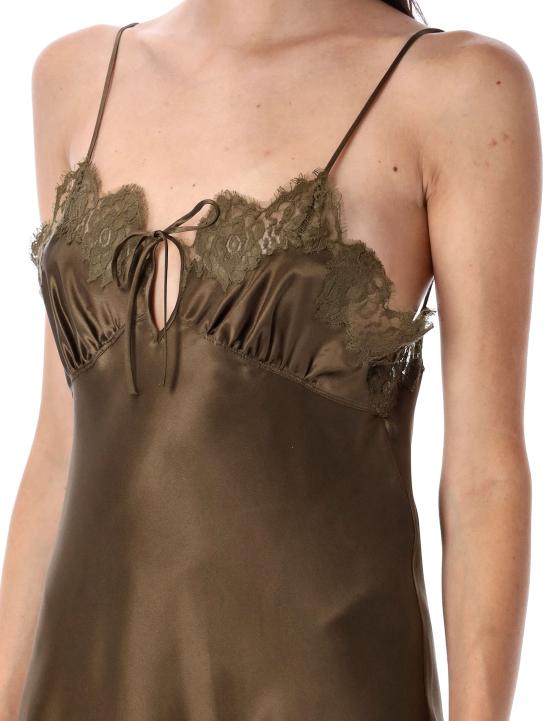 25FW 생로랑 미디 원피스 839551Y7G27 1302 KHAKI - SAINT LAURENT