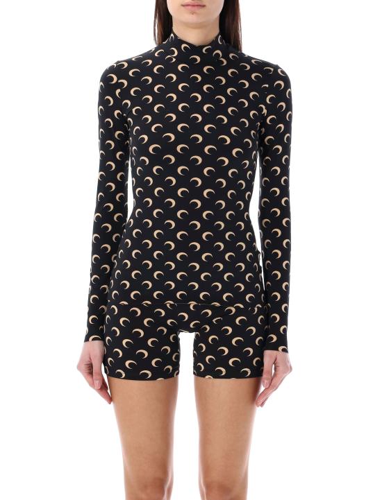 26SS 마린세르 문 프린티드 저지 세컨드 스킨 하이넥 탑 WTS005ACJER0001 IT99 BLACK MOON TAN