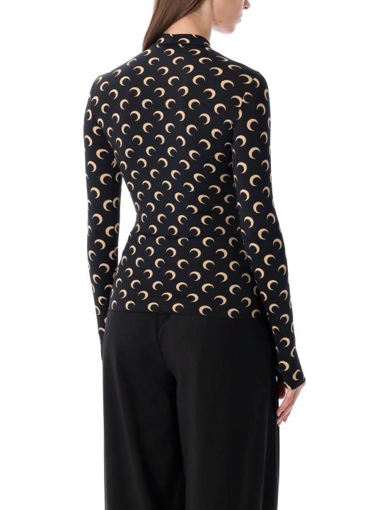 26SS 마린세르 문 프린티드 저지 세컨드 스킨 하이넥 탑 WTS005ACJER0001 IT99 BLACK MOON TAN - MARINE SERRE