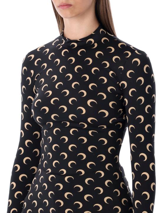 26SS 마린세르 문 프린티드 저지 세컨드 스킨 하이넥 탑 WTS005ACJER0001 IT99 BLACK MOON TAN - MARINE SERRE