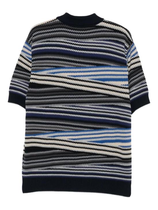 25FW 미소니 폴로 티셔츠 US25W20BBK01CT MULTI BLUE SM9RY - MISSONI