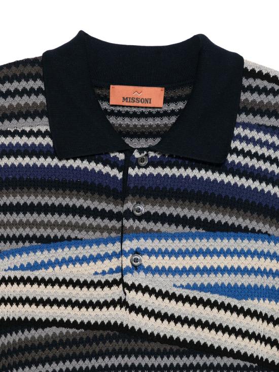 25FW 미소니 폴로 티셔츠 US25W20BBK01CT MULTI BLUE SM9RY - MISSONI