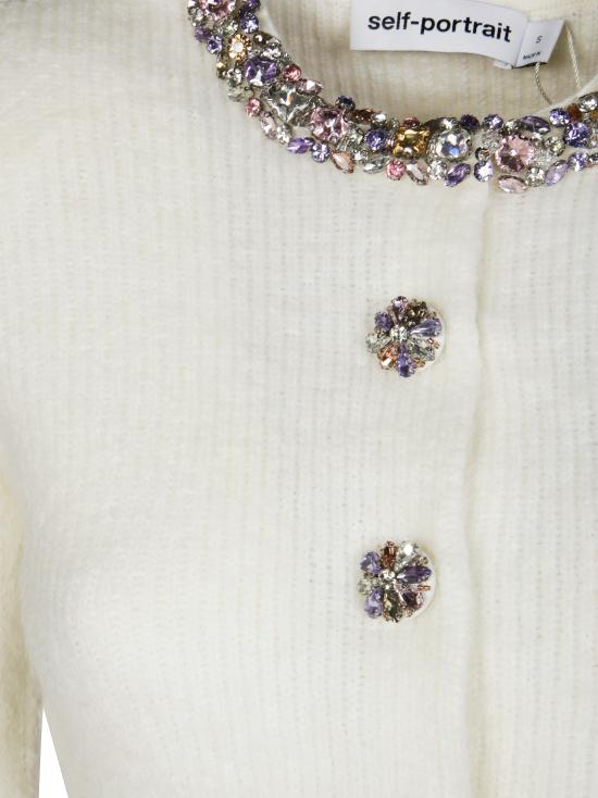 25FW 셀프 포트레이트 엠벨리시드 트림 가디건 AW25135CC CREAM BIANCO - SELF PORTRAIT