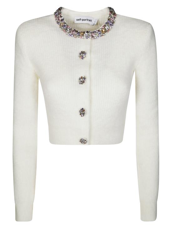 25FW 셀프 포트레이트 엠벨리시드 트림 가디건 AW25135CC CREAM BIANCO