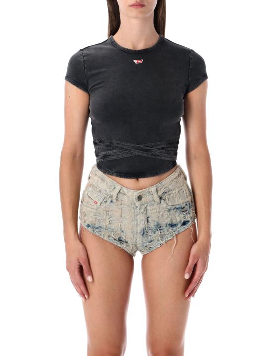 25FW 디젤 반팔 티셔츠 A195200KIBY 02A BLACK WASHED