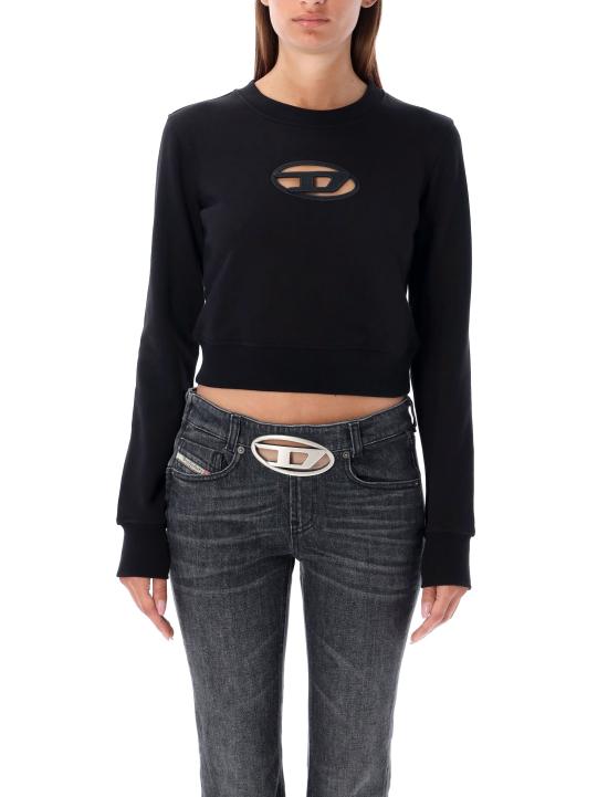 25FW 디젤 F 슬리미 Od 컷아웃 로고 크롭 스웨트셔츠 A099310GRAC 9XX Nero