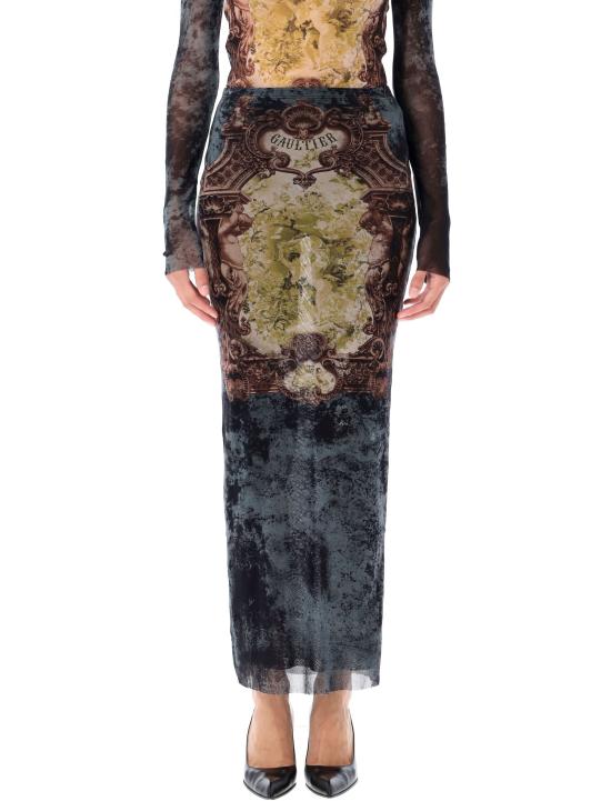 25FW 장 폴 고티에 미디 스커트 SK005M006P 005740 BLACK BLUE GREEN