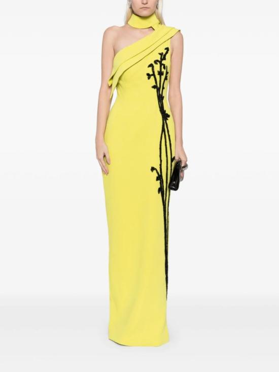  사이드 코베이시 롱 원피스 크레이프, 비즈 장식 오프숄더 드레스 - SAIID KOBEISY