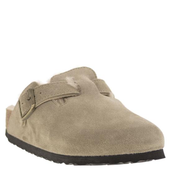 26SS 버켄스탁 보스턴 시어링 스웨이드 레더 뮬 1028299 TURTLEDOVE - BIRKENSTOCK