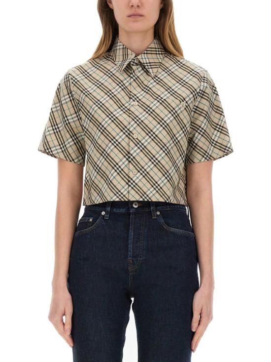 25SS 버버리 체크 크롭 코튼 셔츠 8101121 C1849 Multicolor
