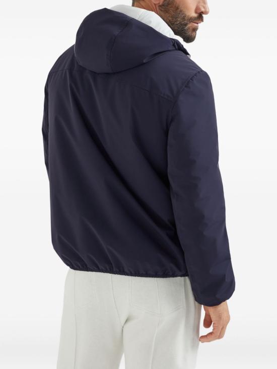 25FW 브루넬로 쿠치넬리 본디드 나일론 써모 패딩 로고 후드 자켓 MM49A7431G C1086 Blue - BRUNELLO CUCINELLI