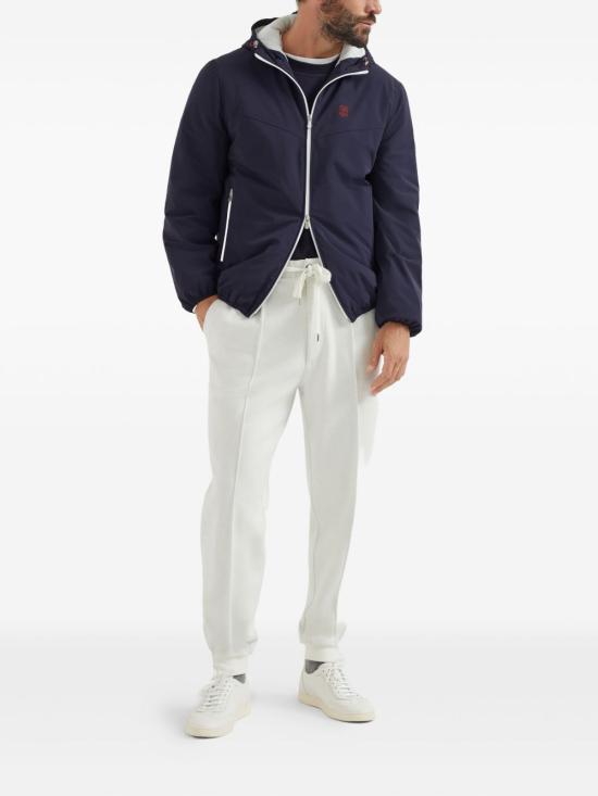 25FW 브루넬로 쿠치넬리 본디드 나일론 써모 패딩 로고 후드 자켓 MM49A7431G C1086 Blue - BRUNELLO CUCINELLI