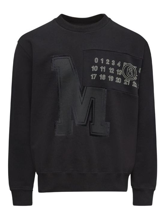 25FW MM6 메종마르지엘라 라지 M 로고 넘버 프린트 스웨트 셔츠 SH0GU0029 M25014900 Black